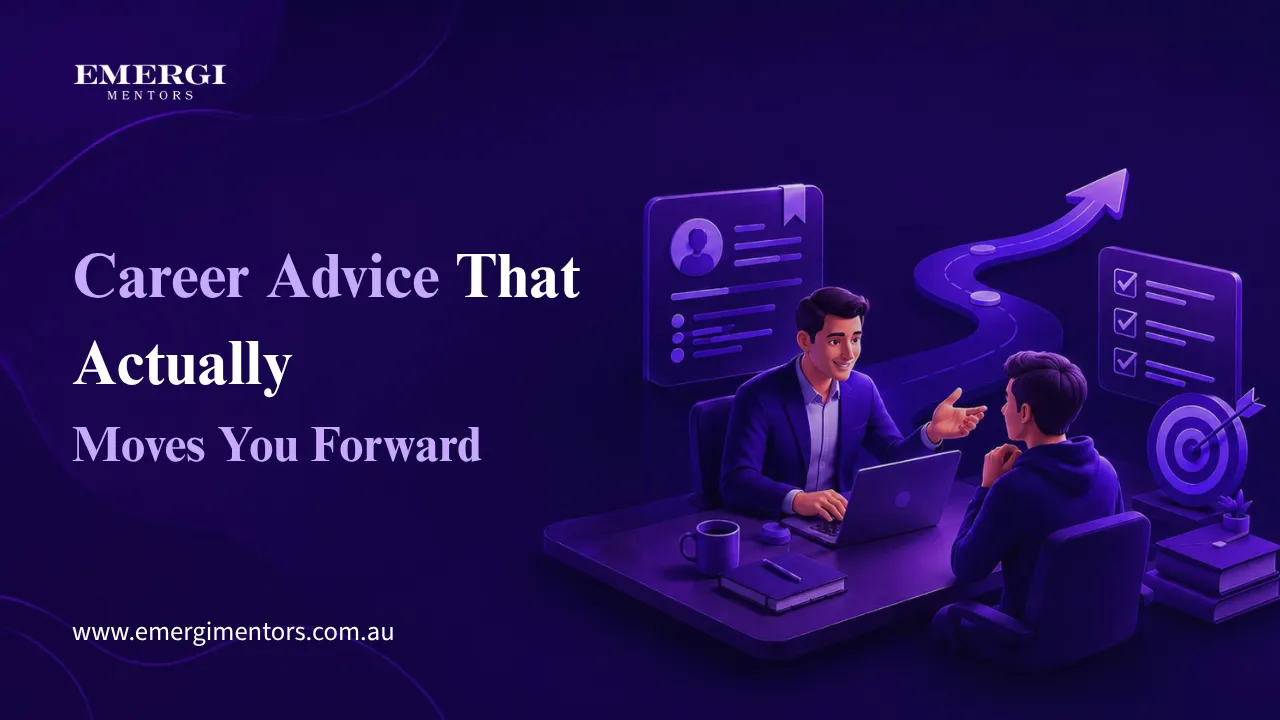Australian professional seeking career advice from a tech mentor in a one-on-one mentorship session