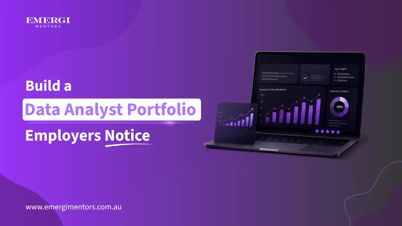 Data analyst portfolio roadmap showing SQL, Power BI projects, GitHub and analytics skills for Australian careers